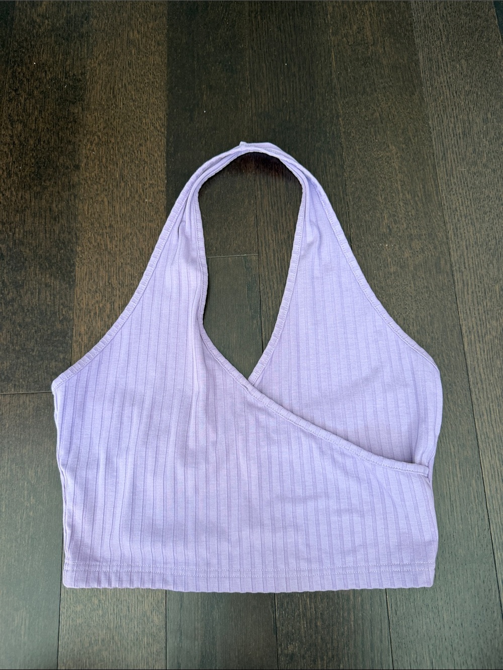 Lilac Ribbed Halter Crop Top